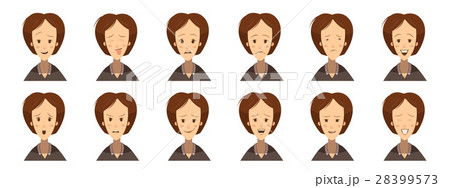 Female Emotions Avatars Set Cartoon Style 28399573