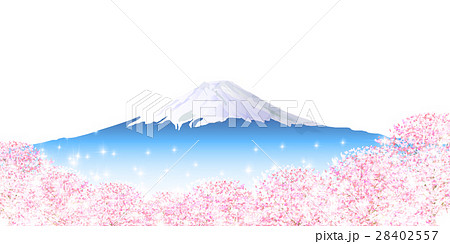 桜 春 富士山 背景 のイラスト素材