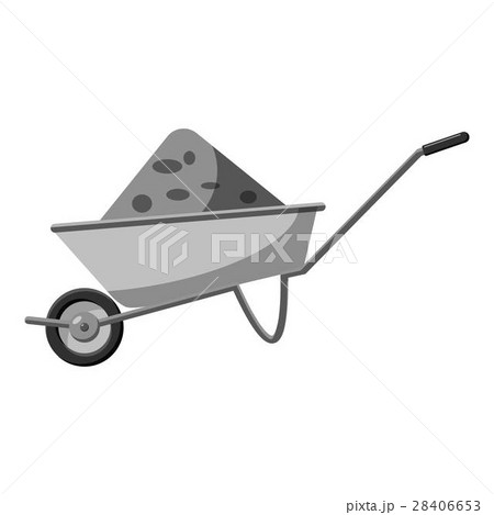 Gardening wheelbarrow icon, gray monochrome style 28406653