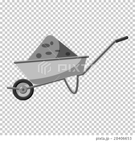 Gardening wheelbarrow icon, gray monochrome style 28406653