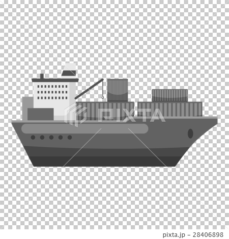 Cargo ship icon, gray monochrome style 28406898