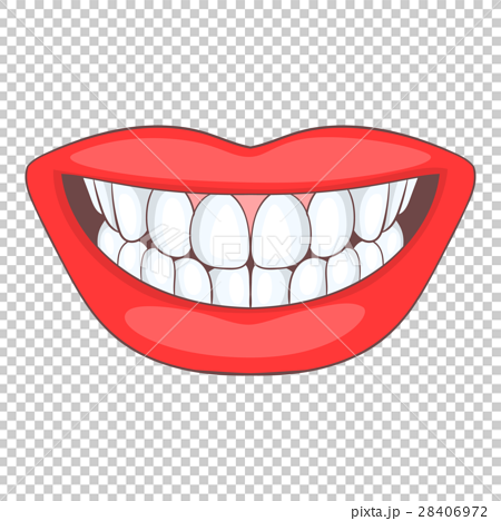 Smile with white tooth icon, cartoon style - Stock Illustration [28406972]  - PIXTA
