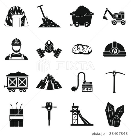 Miner icons set, simple style 28407348