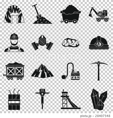 Miner icons set, simple style 28407348