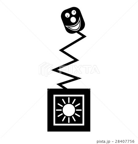 Toy on spring in box icon, simple style 28407756