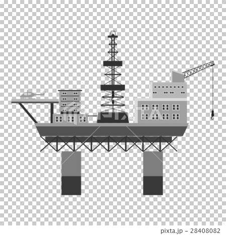 Oil rig at sea icon, gray monochrome style Oil rig at sea icon, gray monochrome style 28408082