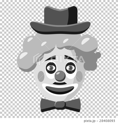 Clown face with hat icon, gray monochrome style 28408093