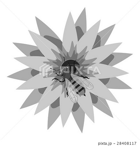 Bee on flower icon, gray monochrome style Bee on flower icon, gray monochrome style 28408117