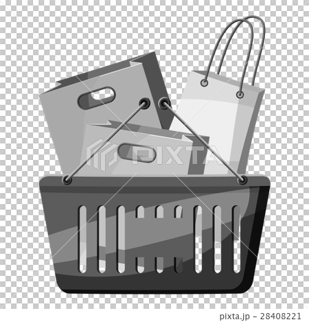 Shopping basket icon, gray monochrome style 28408221