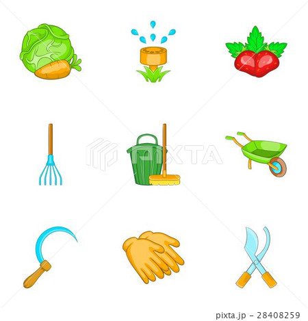 Farming icons set, cartoon style 28408259