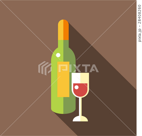 Bottle of wine with glass icon, flat style 28408260