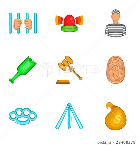 Illegal action icons set, cartoon style 28408279