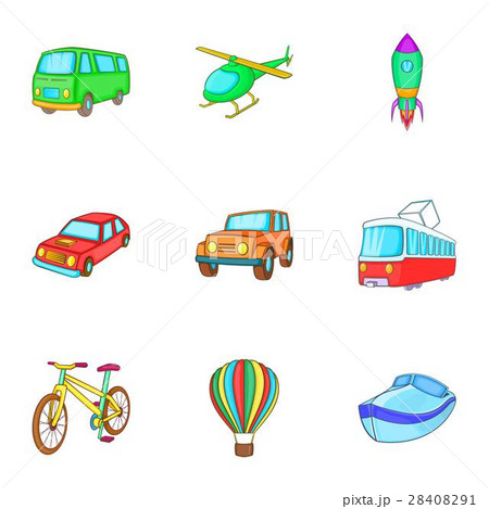 Types of transport icons set, cartoon style 28408291