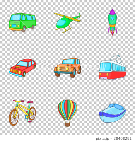 Types of transport icons set, cartoon style 28408291