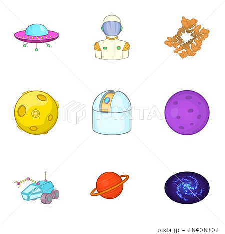Space icons set, cartoon style 28408302