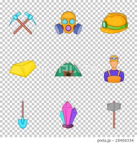 Colliery icons set, cartoon style 28408334