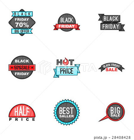 Large discounts icons set, cartoon style 28408428