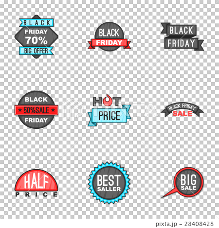 Large discounts icons set, cartoon style 28408428