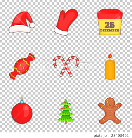 Winter holiday icons set, cartoon style 28408491