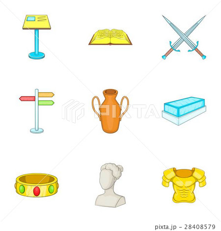 Historical museum icons set, cartoon style Historical museum icons set, cartoon style 28408579