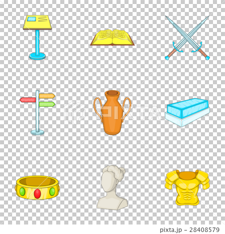 Historical museum icons set, cartoon style Historical museum icons set, cartoon style 28408579