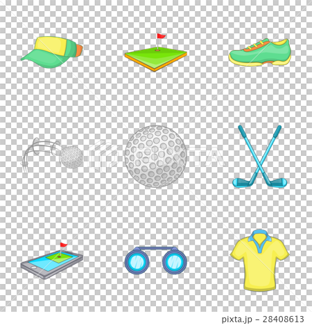 Game of golf icons set, cartoon style 28408613
