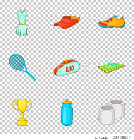 Big tennis icons set, cartoon style Big tennis icons set, cartoon style 28408664