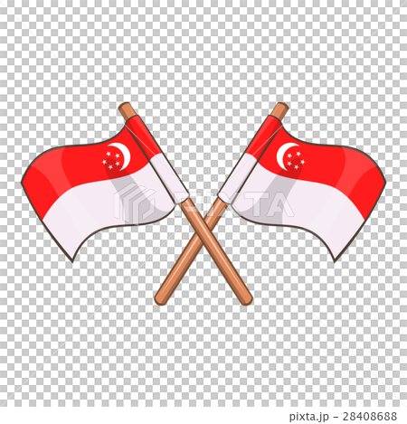 Singapore flag icon, cartoon style 28408688