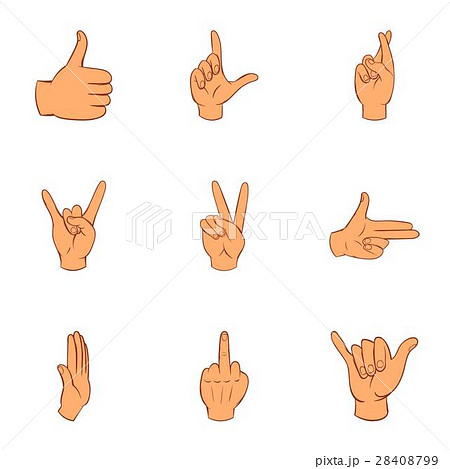Gesture icons set, cartoon style 28408799