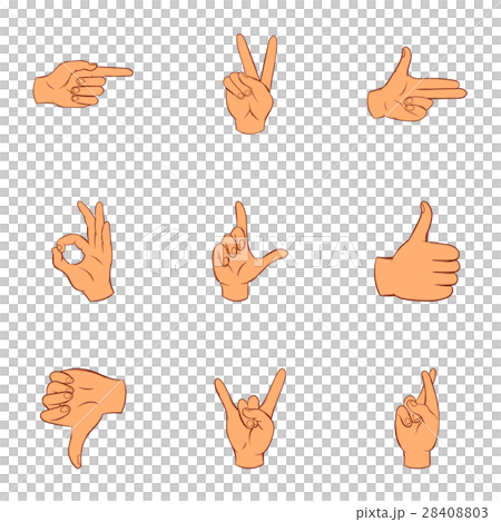 Communication gestures icons set, cartoon style Communication gestures icons set, cartoon style 28408803