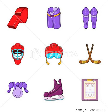 Ice fight icons set, cartoon style Ice fight icons set, cartoon style 28408962