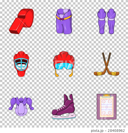 Ice fight icons set, cartoon style Ice fight icons set, cartoon style 28408962