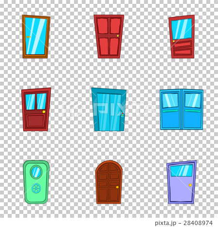 Door Icons Set, Cartoon Style   Stock Illustration [28408974]   PIXTA