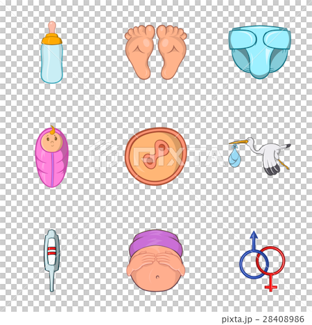 Woman mother icons set, cartoon style Woman mother icons set, cartoon style 28408986