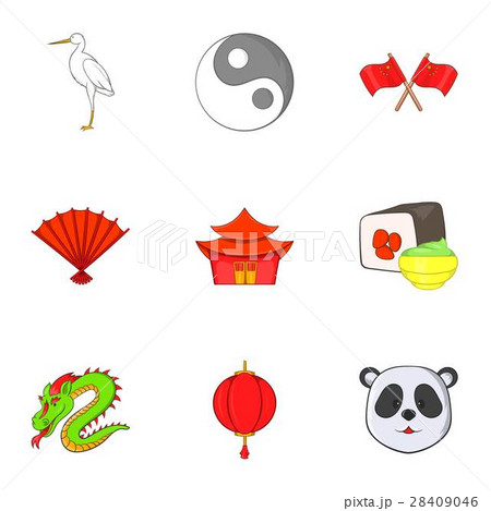 China icons set, cartoon style 28409046