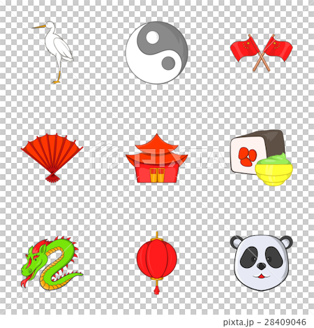 China icons set, cartoon style 28409046