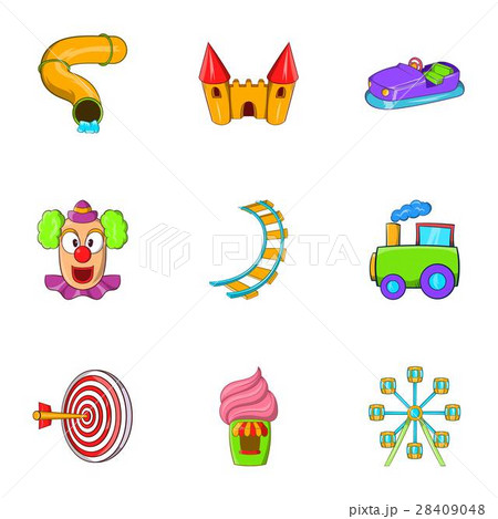 Kids games icons set, cartoon style 28409048