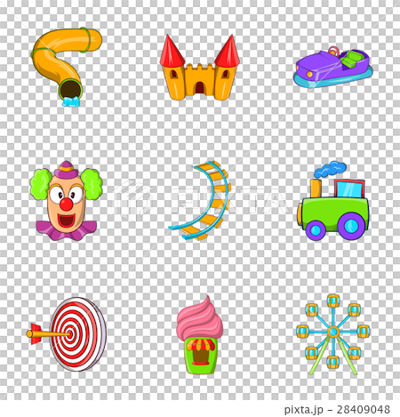 Kids games icons set, cartoon style 28409048