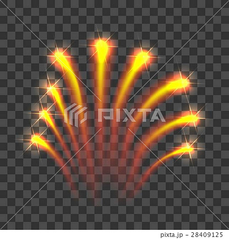 Gold firework rockets icon, realistic style 28409125