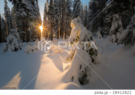 majestic sunset in the winter mountains landscape 28412822
