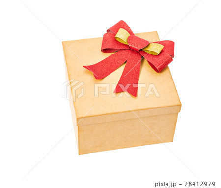Brown gift box with red ribbon. Brown gift box with red ribbon. 28412979