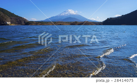 雪を冠る富士山　精進湖　16:9 28414075