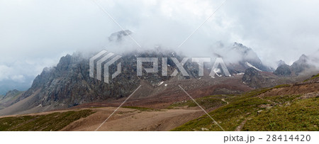 Kazakhstan mountains. Cloudy mountains of Medeu 28414420