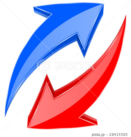 Blue and red arrows. Shiny 3d web icons. Up and 28415505