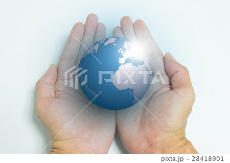 Isolated opened hands and the earth 28418901