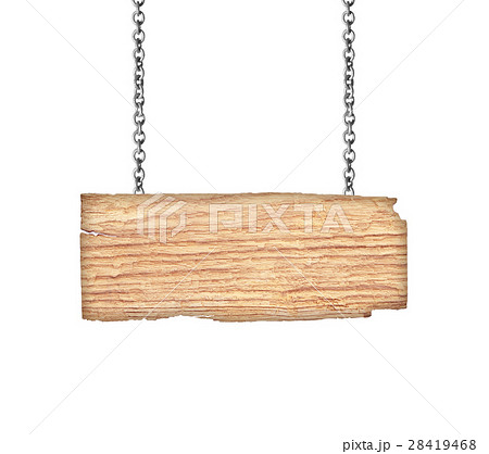 Wooden sign hanging on a chain isolated on white Wooden sign hanging on a chain isolated on white 28419468