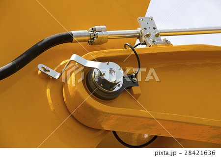 Chrome- plated hydraulic mechanism close-up shot 28421636