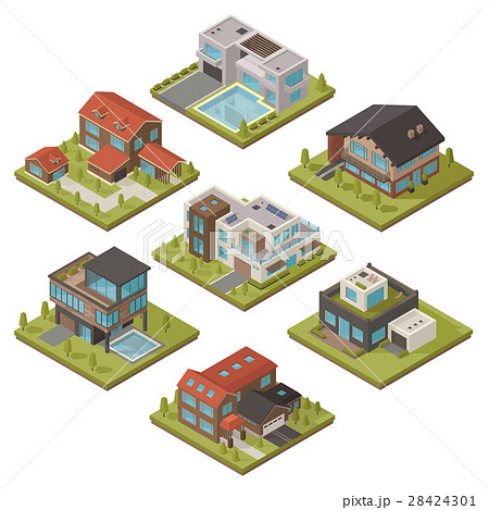 Isometric House Icon Set 28424301