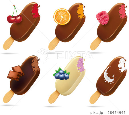 Lollipop Ice Cream popsicle in Chocolate Glaze Lollipop Ice Cream popsicle in Chocolate Glaze 28424945