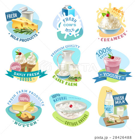 Milk Products Emblems Set Milk Products Emblems Set 28426488
